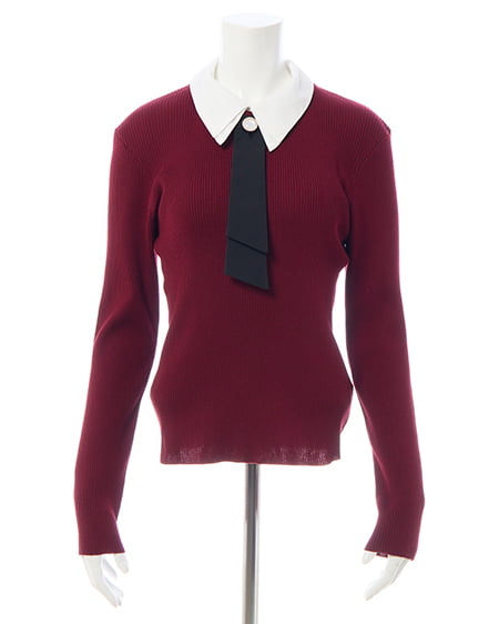 INGNI（イング） 襟付ボウタイニット ﾎﾞﾙﾄﾞｰ