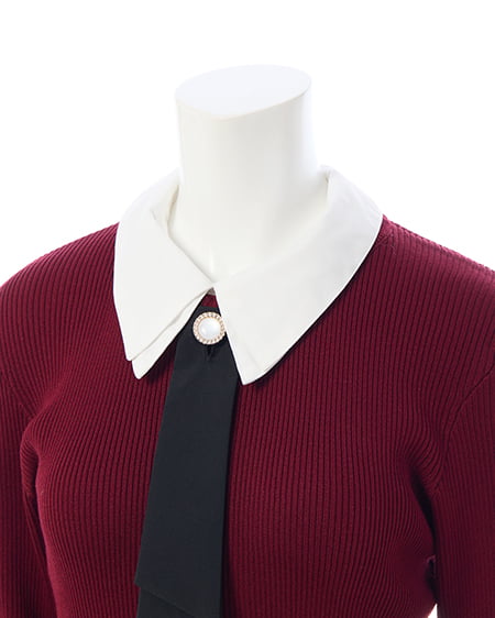 INGNI（イング） 襟付ボウタイニット ﾎﾞﾙﾄﾞｰ