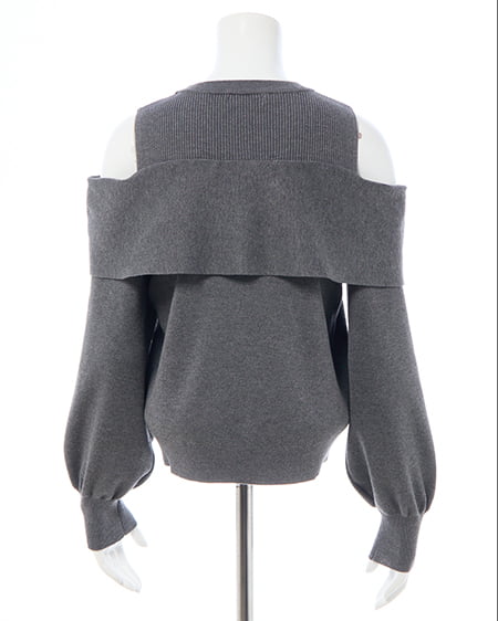 INGNI（イング） 肩開きリボンニット ﾁｬｺｰﾙｸﾞﾚｰ