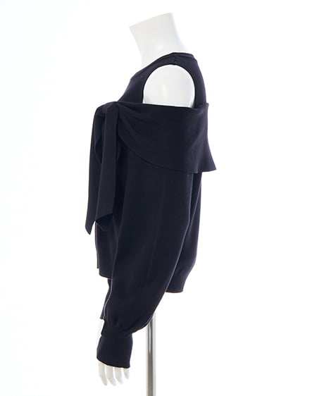 INGNI（イング） 肩開きリボンニット ｸﾛ