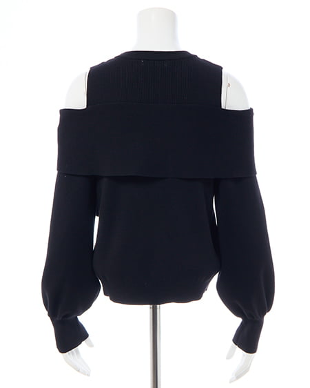 INGNI（イング） 肩開きリボンニット ｸﾛ