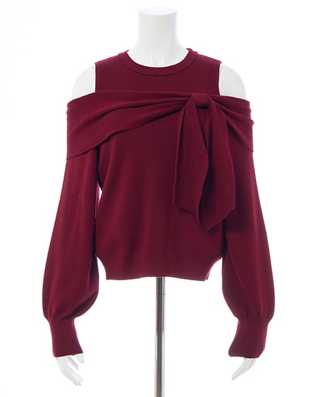 INGNI(イング) 肩開きリボンニット ボルドー