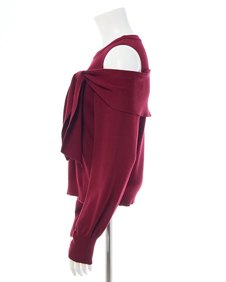 INGNI(イング) 肩開きリボンニット ボルドー