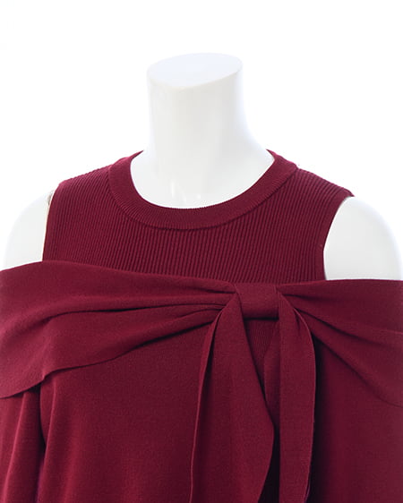 INGNI(イング) 肩開きリボンニット ボルドー