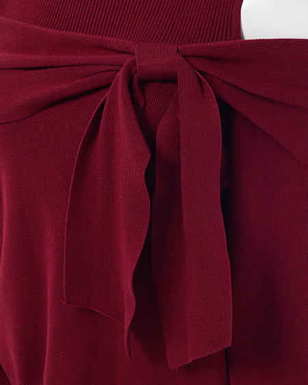 INGNI(イング) 肩開きリボンニット ボルドー