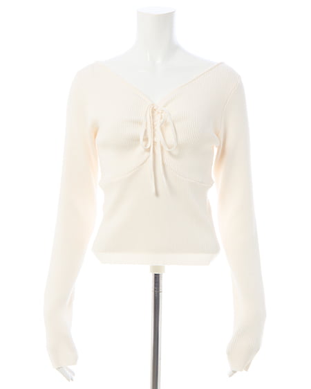 INGNI(イング) フロントギャザーニット オフホワイト