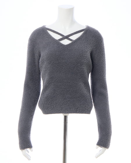 INGNI（イング） フェザークロスニット ﾁｬｺｰﾙｸﾞﾚｰ