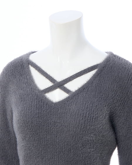 INGNI（イング） フェザークロスニット ﾁｬｺｰﾙｸﾞﾚｰ