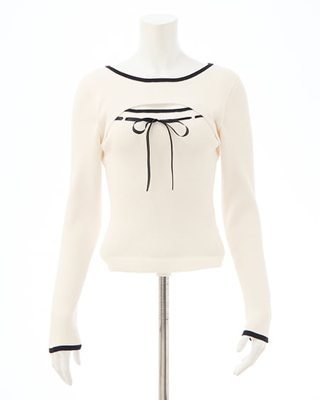 INGNI（イング） デコルテオープンリブニット ｵﾌﾎﾜｲﾄ/ｸﾛ