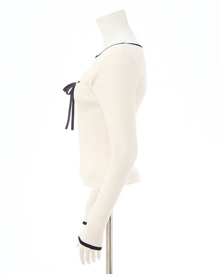 INGNI（イング） デコルテオープンリブニット ｵﾌﾎﾜｲﾄ/ｸﾛ