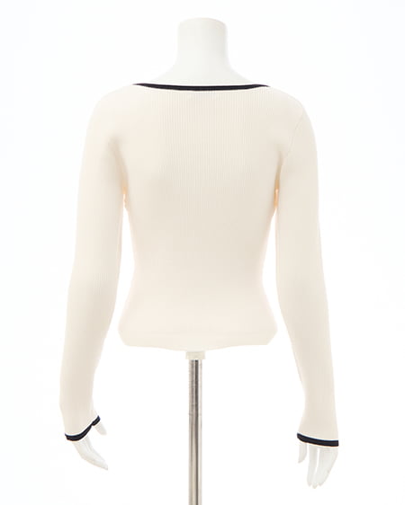 INGNI（イング） デコルテオープンリブニット ｵﾌﾎﾜｲﾄ/ｸﾛ