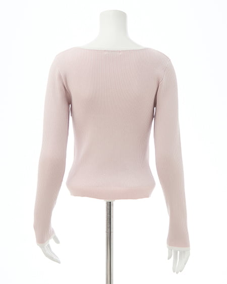 INGNI（イング） デコルテオープンリブニット ﾋﾟﾝｸ/ｵﾌﾎﾜｲﾄ