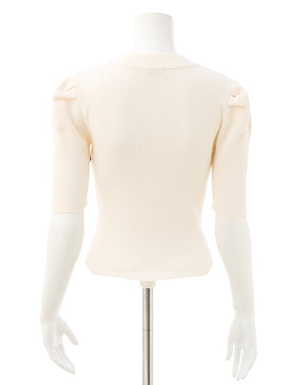 INGNI（イング） デコルテオープン5分袖ニット ｵﾌﾎﾜｲﾄ/ｸﾛ