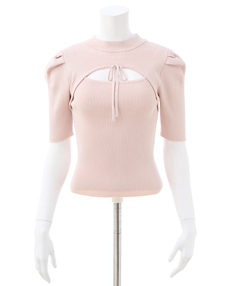 INGNI（イング） デコルテオープン5分袖ニット ﾋﾟﾝｸ