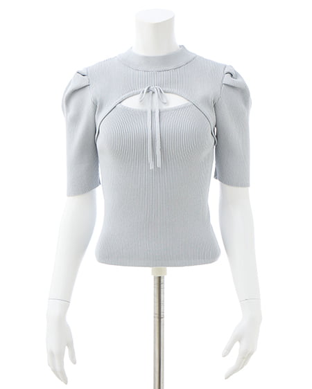 INGNI（イング） デコルテオープン5分袖ニット ｻｯｸｽ