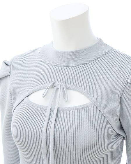 INGNI（イング） デコルテオープン5分袖ニット ｻｯｸｽ