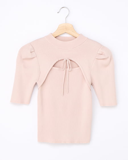 【2／18 2時までの限定価格】【WEB限定】デコルテオープン5分袖ニット