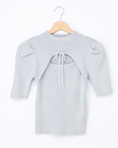 【2／18 2時までの限定価格】【WEB限定】デコルテオープン5分袖ニット