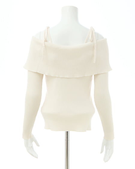 INGNI（イング） 両肩リボンスリットニット ｵﾌﾎﾜｲﾄ