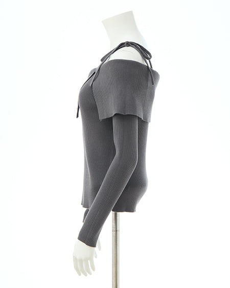 INGNI（イング） 両肩リボンスリットニット ｸﾞﾚｰ