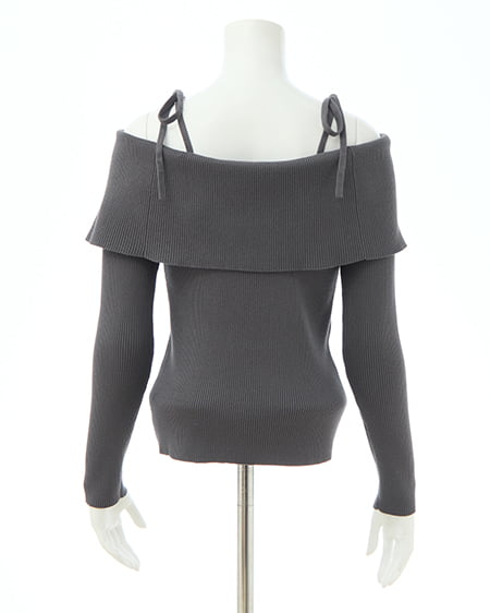 INGNI（イング） 両肩リボンスリットニット ｸﾞﾚｰ