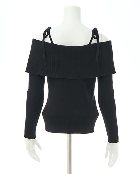 INGNI（イング） 両肩リボンスリットニット ｸﾛ