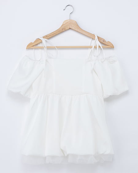 【WEB限定】裾チュールバルーンオフショルチュニック