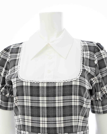 INGNI(イング) チェック柄シャツドッキングプリーツミニワンピース グレー/チェック