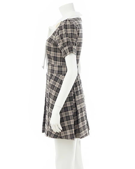 INGNI(イング) チェック柄シャツドッキングプリーツミニワンピース ブラウン/チェック