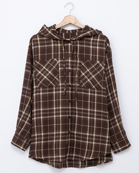 【WEB限定】フードビッグチェック柄シャツ