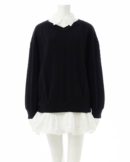【WEB限定】シャツドッキングニットワンピース