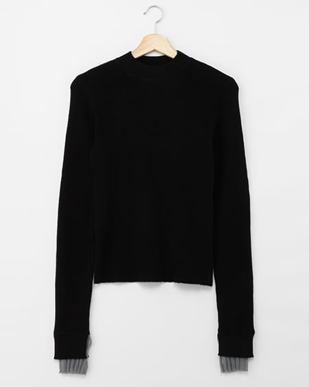 【WEB限定】【10/7 2時までの限定価格】袖異素材フリルリブニット