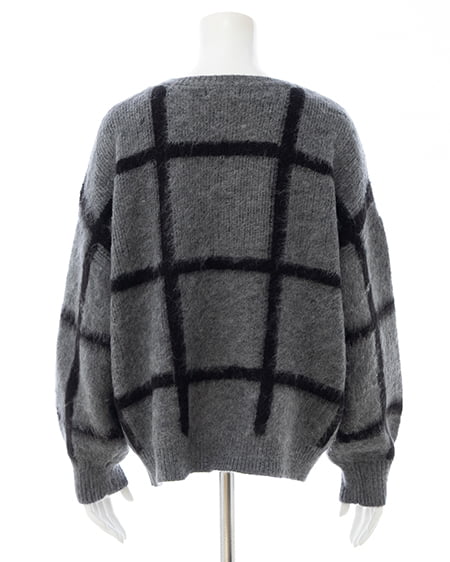 INGNI(イング) チェック柄シャギーニット チャコールグレー/クロ