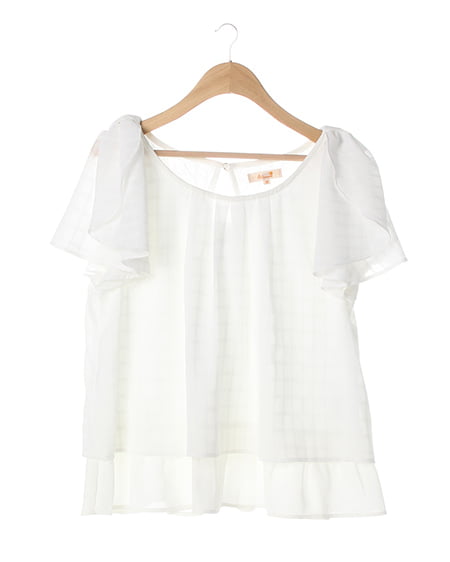 リボンラッフルスリーブTOPS