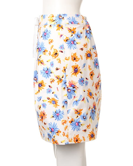 INGNI(イング) フロントレースUP花柄コクーンスカート オレンジ/ハナ