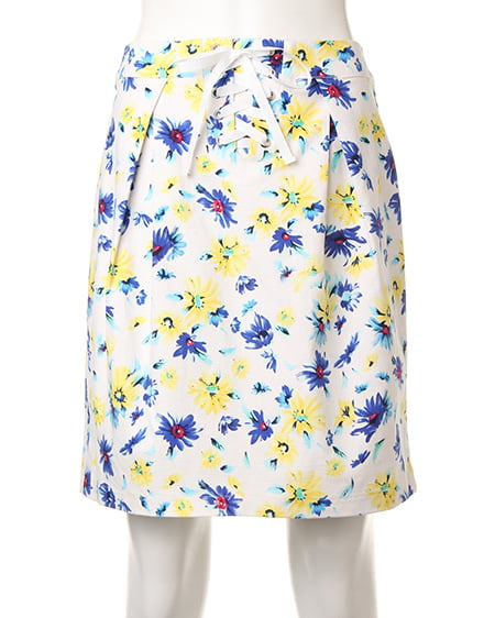 INGNI（イング） フロントレースUP花柄コクーンスカート ﾌﾞﾙｰ/ﾊﾅ