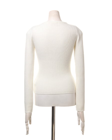 INGNI（イング） 衿ビジューリブニット長袖 ｵﾌﾎﾜｲﾄ