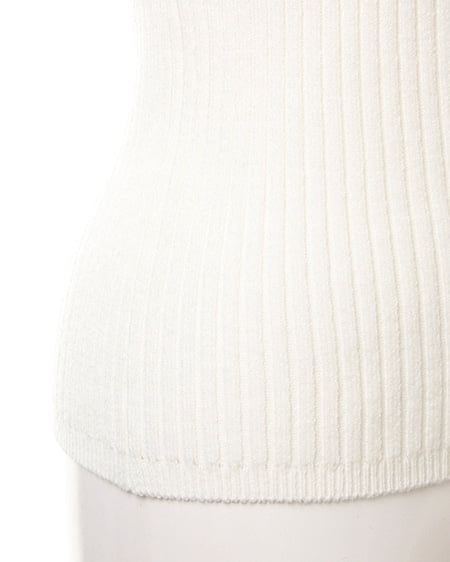 INGNI（イング） 衿ビジューリブニット長袖 ｵﾌﾎﾜｲﾄ