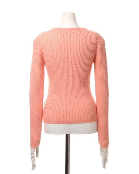 INGNI（イング） 衿ビジューリブニット長袖 ﾋﾟﾝｸ/ｵﾚﾝｼﾞ