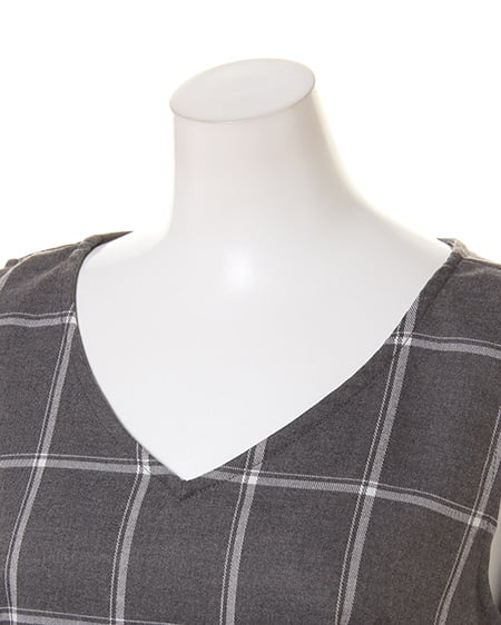 INGNI(イング) アソートチェック裾レースサックワンピース グレー