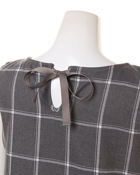 INGNI(イング) アソートチェック裾レースサックワンピース グレー