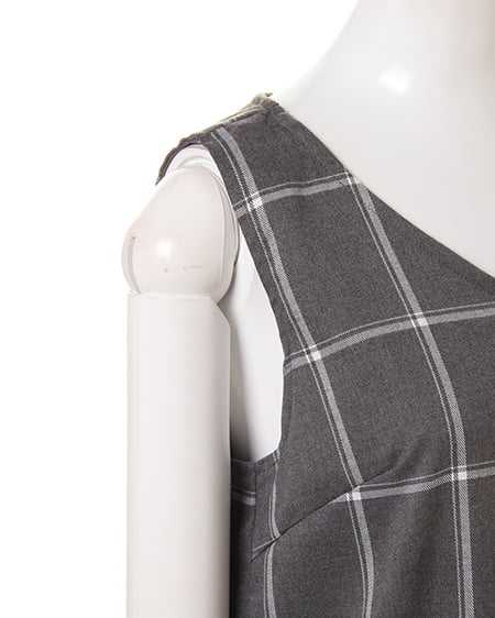 INGNI(イング) アソートチェック裾レースサックワンピース グレー