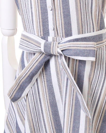 INGNI(イング) フロント釦ワンピース ブルー/ストライプ