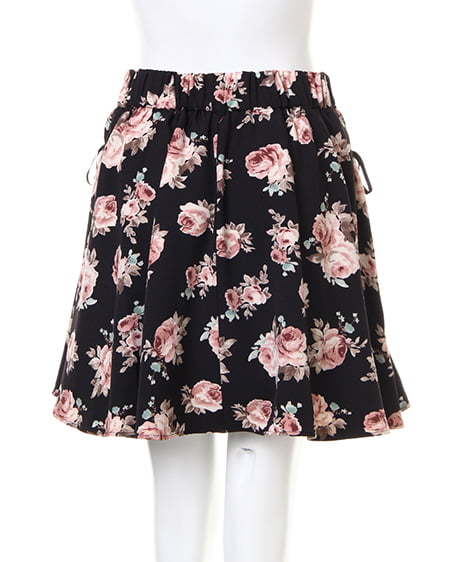 INGNI(イング) バラ柄サイドレースUPスカート クロ