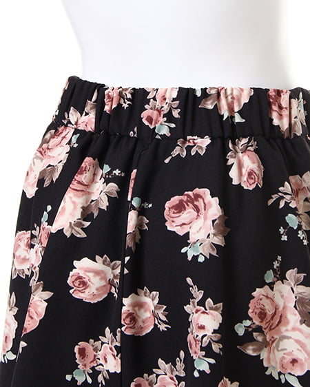 INGNI(イング) バラ柄サイドレースUPスカート クロ