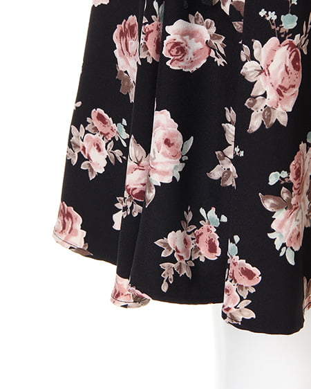 INGNI(イング) バラ柄サイドレースUPスカート クロ