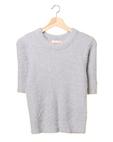 INGNI(イング) フェザーヤーンクルーネック半袖ニット ｻｯｸｽ