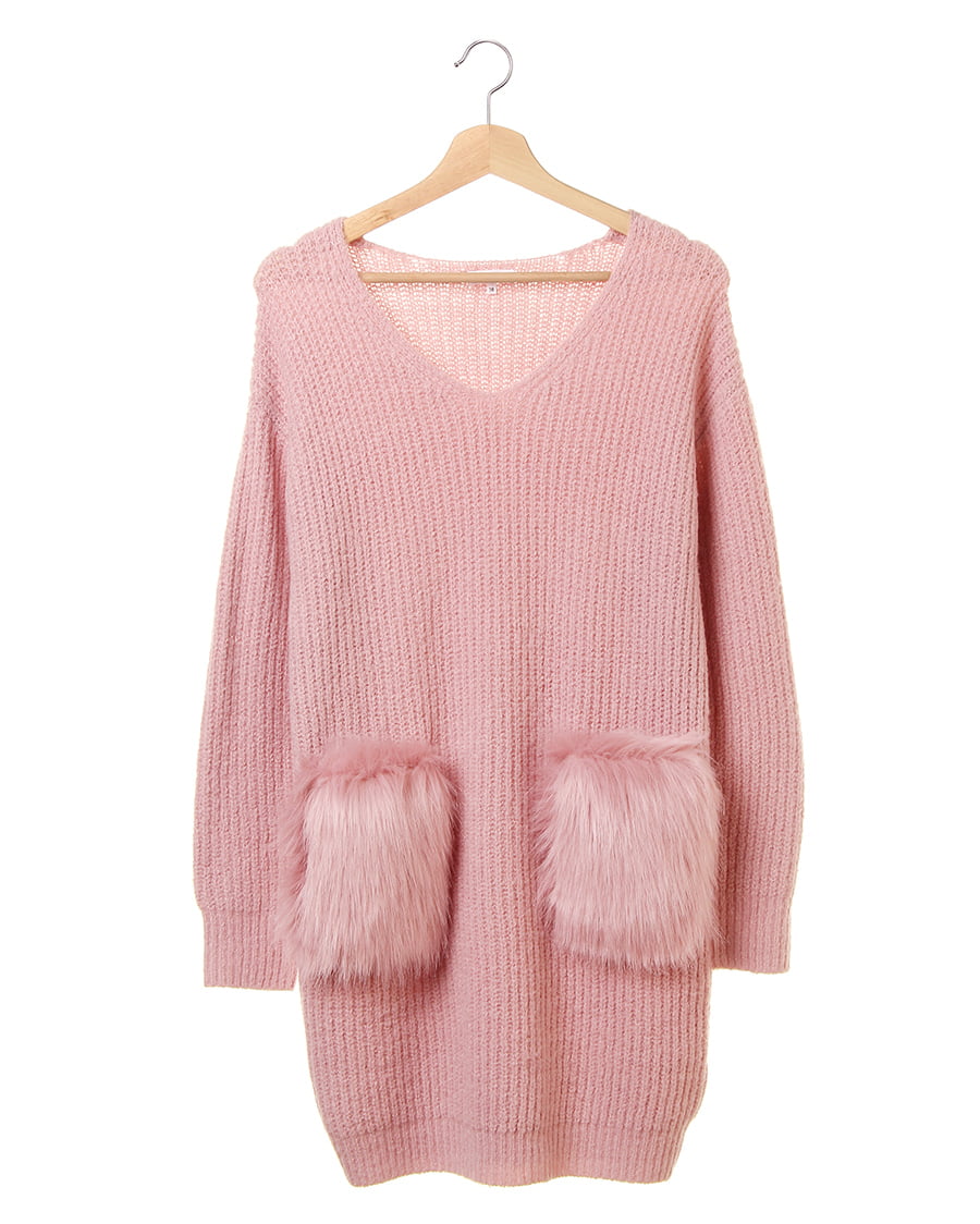 ファーポケットVネックニットワンピース｜allamanda(アラマンダ) 公式