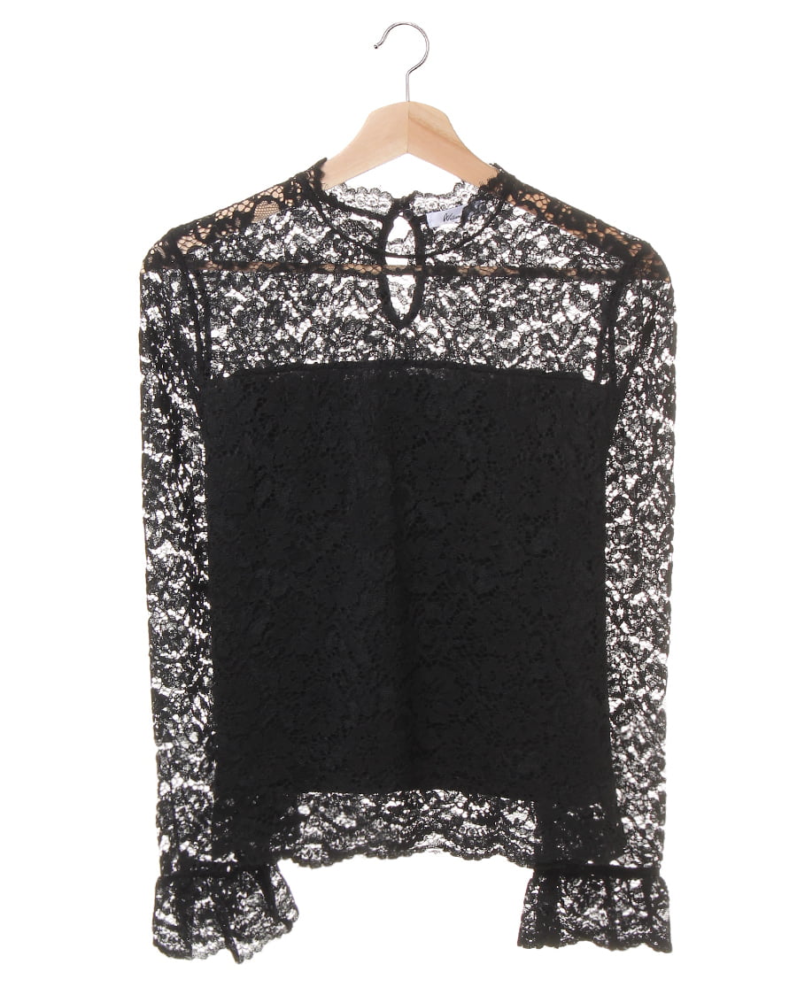 黒 ヒョウ柄 レースアップ 長袖トップス セール】【上下2点セット】ヒョウ柄フロントリボンレース長袖トップス