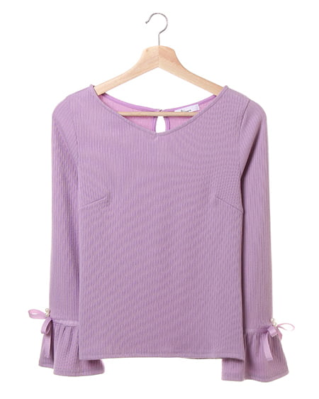 袖パール付きフレアーTOPS